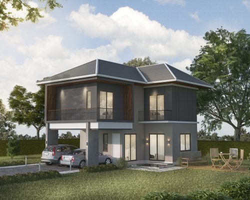 3d rendering beautiful shadow grey house