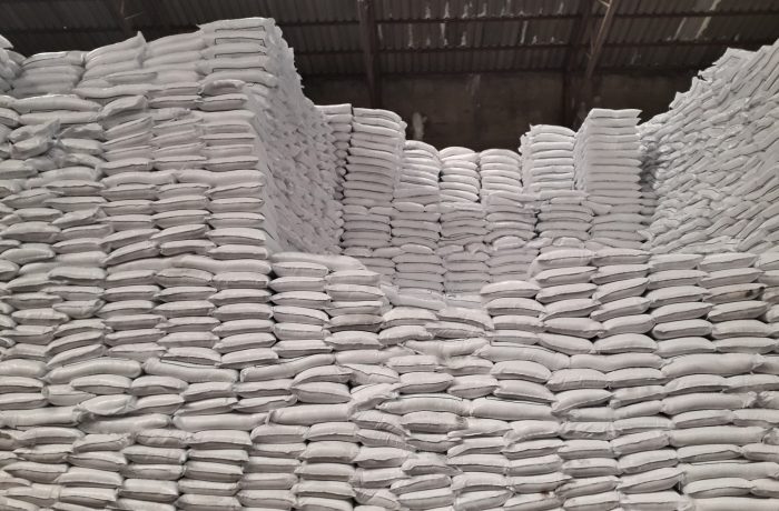 Chemical fertilizer The product stock is packed in sacks