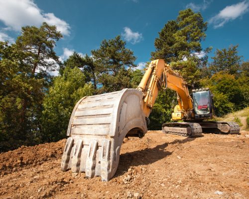 excavator on construction site